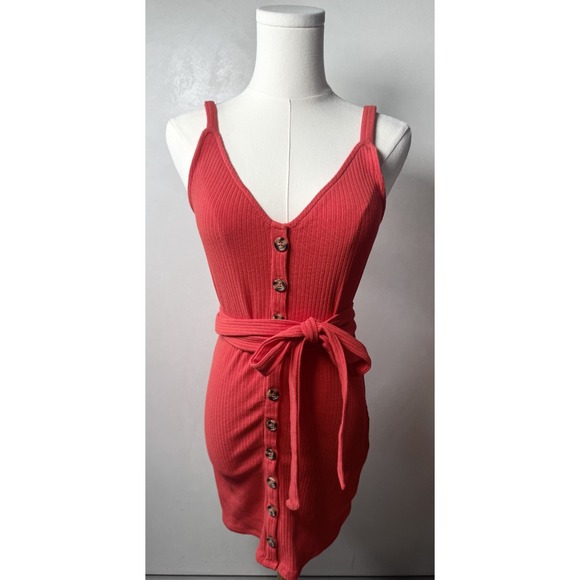 Lovers + Friends Dresses & Skirts - Lovers and Friends Red Strappy Button Tie-Waist Mini Dress Beach Vacation‎ Sz XS